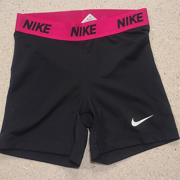 Nike Pants - Nike Women's Dri-Fit Black Spandex Shorts with Pink Waistband, size small